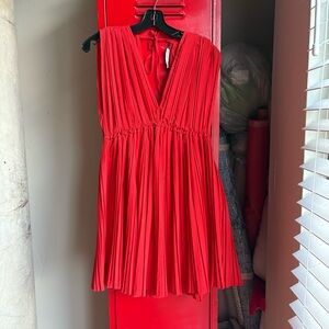 Zara Pleated Red Mini Dress